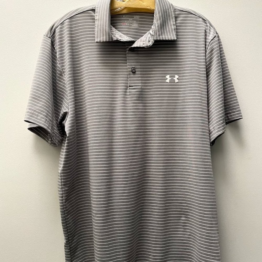 Men’s Under Armor Grey Striped Polo
